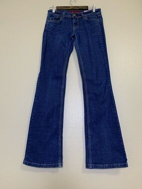 Y2K BONGO Women’s Flirty Bootcut Dark Blue Flare Jeans Low Rise Size 7